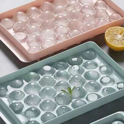 1 件随机颜色塑料冰格，简约 33 格冰球模具带盖，适合家庭使用