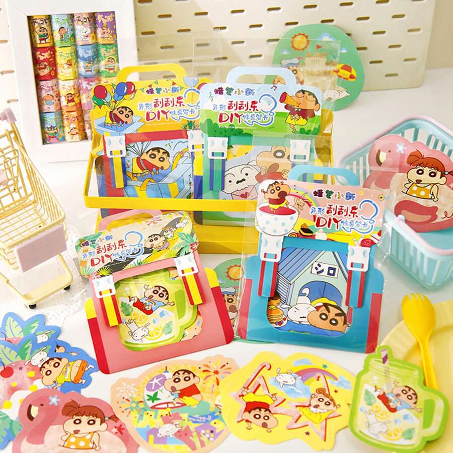 CRAYON SHINCHAN 1pc Crayon Shin Chan Scratch Fun Surprise Card Cartoon Creative Surprise Card Teen's Toy DIY Fun Card(Random Style)