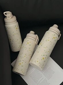 1pc 600ml/20.29oz 800ml/27.06oz 1000ml/33.82oz Stainless Steel Daisy Double Wall Insulated Tumbler,Outdoor Sports Water Bottle, Flat Bottom Cup, Water Mug, Tea Pot, Tea Cup, Fitness Water Bottle, Suitable For Office, Outdoor, Home, Birthday Gift, Valentine's Day, Mother's Day Gift, Graduation, Back To School And Other Holiday Gifts - Multicolor - View 2