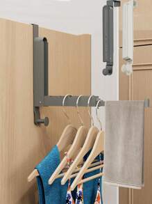 Over The Door Drying Rack, Over The Door Hooks Hanger ,Over The Door Hanger With Retractable Rod ,Foldable Portable Over The Door Hooks Hanger With Towel Racks For Coat Clothes Laundry Bathroom Bedroom Travel Hangers
