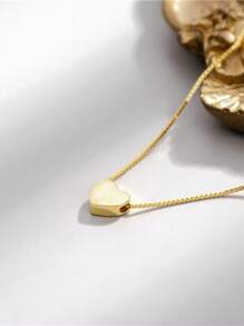 925 Silver Plated Ball Necklace + 18K Gold Plated 925 Silver Plated Heart Necklace - Vàng - Xem 6