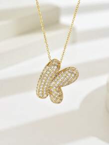 1 件奢华流行款 Hailey Style A-Z 全锆石铜合金吊坠项链，时尚 14k 镀金链，珠宝礼物 - 項鍊 - 查看 34