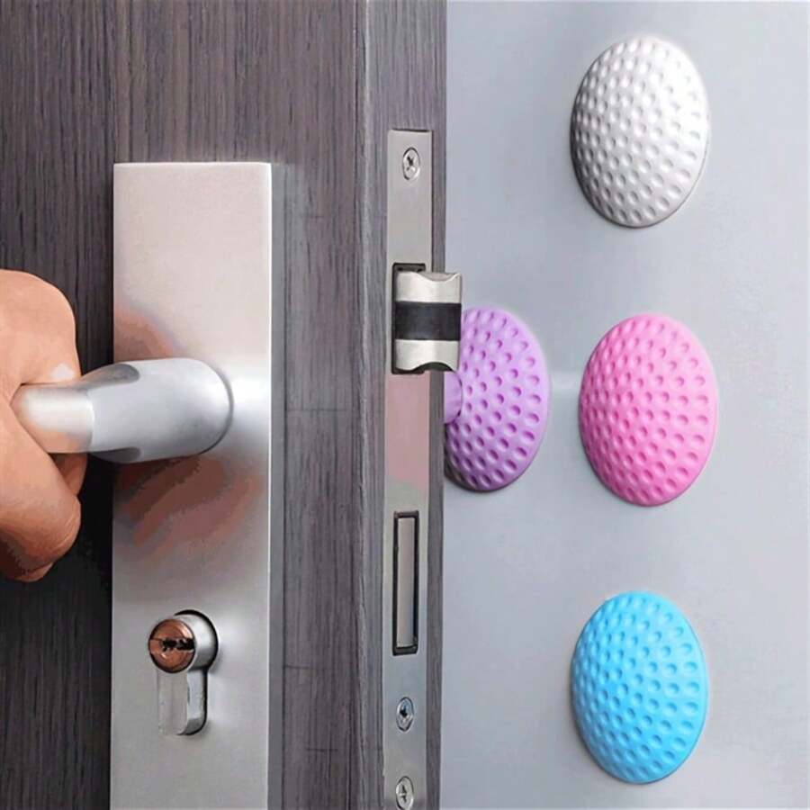 1/2/4/20pcs Door Handle Lock Protection Pad, Silent Door Wall Anti-Collision Pad, Starfish Golf Ball Shaped Rubber Anti-Collision Pad - Multicolor - View 1
