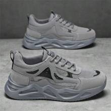 男士 2025 新款透气时尚厚底运动鞋，青少年百搭休闲运动鞋，厚底防滑时尚 - 灰色 - 查看 3