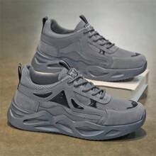 男士 2025 新款透气时尚厚底运动鞋，青少年百搭休闲运动鞋，厚底防滑时尚 - 灰色 - 查看 5