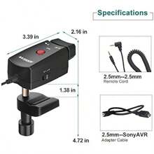 Zoom Controller For Video Camera Recording Remote With 2.5mm Cable Compatible  190P 150P 198P VX2000E Canon Panasonic - Black1 - View 7