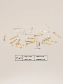 2pcs S925 Sterling Silver Plated Gold Nose Studs, Minimalist Low-Irritation Unisex Mini Piercing Jewelry, Suitable For Daily Wear By Men And Women