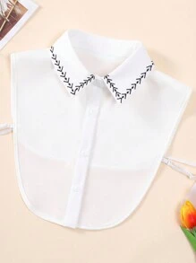 1 件刺绣饰边可拆卸衣领，女士百搭假衣领，优雅衬衫领插入物，适合秋冬季 - 白色 - 查看 16