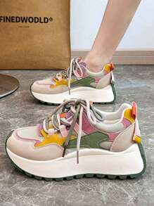 2025新款彩色运动鞋休闲厚底运动鞋耐磨多功能休闲舒适运动鞋