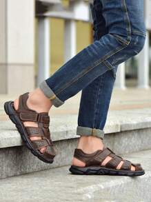 Men's Hollow Out Design Casual Comfortable Outdoor Sandals - Brown - View 2