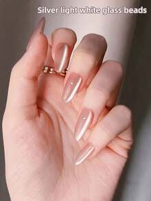 1 Bottle/12ml Silver White Glass Bead Feline Eye Reflective Glitter Gel Nail Polish, Diamond Glitter Gel Nail Polish, Magnetic Gel Nail Polish, Glossy Transparent Nail Polish, UV LED Compatible - Silver - View 8