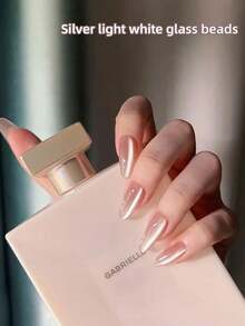 1 Bottle/12ml Silver White Glass Bead Feline Eye Reflective Glitter Gel Nail Polish, Diamond Glitter Gel Nail Polish, Magnetic Gel Nail Polish, Glossy Transparent Nail Polish, UV LED Compatible - Silver - View 7