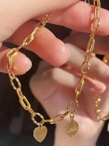 纯银LUCKY爱心圆环手链女新款时尚几何回形针设计小众轻奢手饰