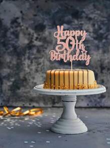 1pc Rose Gold Happy 18th/21st/30th/40th/50th/60th/70th/80th Birthday Cake Topper, Suitable For Birthday Party Anniversary Cake Decor