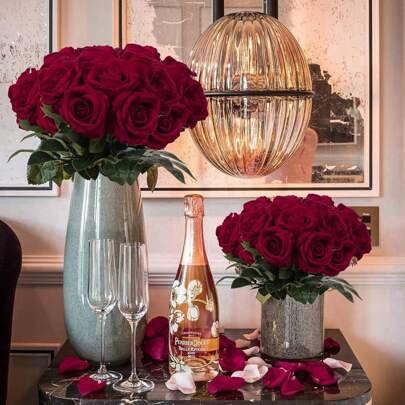 1支/3支/5支仿真玫瑰花，逼真植物，花束，适用于家居装饰、婚礼装饰、春季装饰、房间装饰、厨房、餐厅、卧室、浴室、派对装饰、新年装饰、新娘捧花、DIY花环材料、校园装饰、户外花园