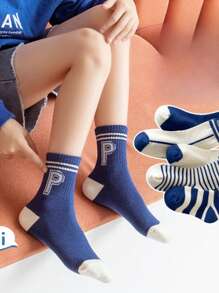 5 Paar Kindersocken für Jungen & Mädchen, Schul-/Sport Socken bis zur Mitte des Waden, geeignet für alle Jahreszeiten, Größe 3-5, 6-8, 8-12 Jahre - Verschiedenfarbig - Übersicht 11