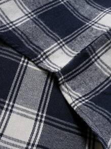 Blue And White Plaid Casual Business Long Sleeve Shirt