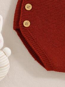 1 szt. Czerwone body dla dziewczynek, body z dzianiny w kształcie serca na szelkach - Burgund - Zobacz 6