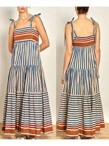 Women's Printed Plus Size Sexy Suspender Dress - Blue - View 2