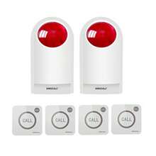Strobe Siren Panic Alarm Button With Light For Home Care Loud Outdoor SOS Alert System 2 Red Flashing Siren 4 Emergency Buttons For Store Hotel Jewelry Shop Security - 2Sirens+4CallButtons1 - View 1