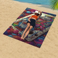1 pièce serviette de plage en fibre ultra-fine à motif de point, serviette de plage séchant rapidement, serviette d'essuie-tout quotidien absorbante, serviette de bain à impression numérique pour plage, hôtel, natation, fitness. Super grande serviette de bain