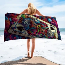 1 pièce serviette de plage en fibre ultra-fine à motif de point, serviette de plage séchant rapidement, serviette d'essuie-tout quotidien absorbante, serviette de bain à impression numérique pour plage, hôtel, natation, fitness. Super grande serviette de bain