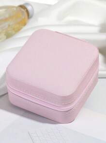 1pc Compact And Portable Zipper Jewelry Box For Bridesmaids Bridesmaid, Multi-Functional Pink Storage Box For Rings Necklaces And Accessories Wedding