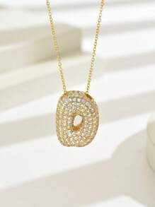 1 件奢华流行款 Hailey Style A-Z 全锆石铜合金吊坠项链，时尚 14k 镀金链，珠宝礼物 - 項鍊 - 查看 9