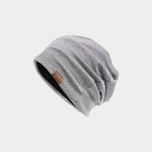 1 pieza Gorro de dormir de un solo color para hombre, sombrero suave de punto - Gris claro A - Ver 1
