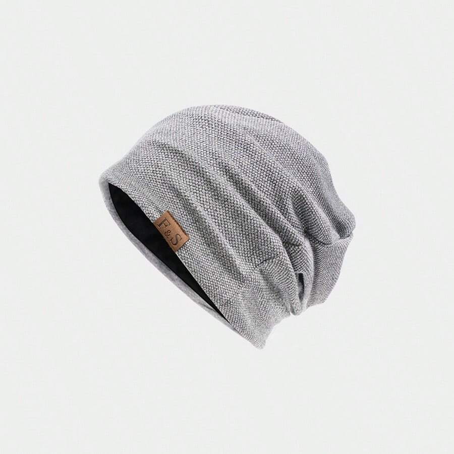 1 pieza Gorro de dormir de un solo color para hombre, sombrero suave de punto - Gris claro A - Ver 1