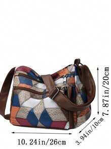 新款多功能中年女性手提包、妈妈包、婆婆包，柔软皮革质感单肩斜挎包 - 卡其色 - 查看 8