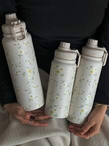 1pc 600ml/20.29oz 800ml/27.06oz 1000ml/33.82oz Stainless Steel Daisy Double Wall Insulated Tumbler,Outdoor Sports Water Bottle, Flat Bottom Cup, Water Mug, Tea Pot, Tea Cup, Fitness Water Bottle, Suitable For Office, Outdoor, Home, Birthday Gift, Valentine's Day, Mother's Day Gift, Graduation, Back To School And Other Holiday Gifts - Multicolor - View 11