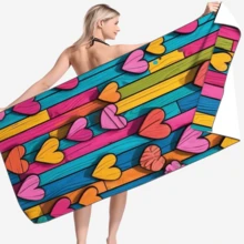 1 pièce Serviette de plage en fibre ultra-fine à point de croix, serviette de plage à séchage rapide et dessin animé, serviette absorbante pour la transpiration quotidienne, serviette de bain avec impression numérique, serviette de plage, de bain, de natation et de fitness d'extérieur super grande