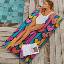 1 pièce Serviette de plage en fibre ultra-fine à point de croix, serviette de plage à séchage rapide et dessin animé, serviette absorbante pour la transpiration quotidienne, serviette de bain avec impression numérique, serviette de plage, de bain, de natation et de fitness d'extérieur super grande