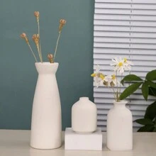 1-3pcs Ceramic Vase Set, Trumpet Mouth Design With Wide Body, Suitable For Flower Display, Living Room Decor, Corner Display, Dining Table Center Piece, Compatible With Dried Flowers, Modern Scandinavian Style Frosted Exhibition Vase, Multiple Colors Available Gifts Birthday Graduation Home Decor Flower Vase Glass Vase