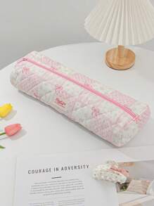 1PC Pink Bowknot And Flower Pattern Hair Dryer Storage Bags Hair Curler Storage Bags For Travel Portable Hair Dryer Storage Bag Travel Portable Multifunctional Cosmetic Bag Cosmetic Storage Travel Toiletry Bag Handbag Dustproof Large Capacity Electric Curling Wand Straight Plate Clip Protective Cover Hair Dryer Storage - Pink - View 2