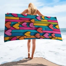 1 pièce Serviette de plage en fibre ultra-fine à point de croix, serviette de plage à séchage rapide et dessin animé, serviette absorbante pour la transpiration quotidienne, serviette de bain avec impression numérique, serviette de plage, de bain, de natation et de fitness d'extérieur super grande