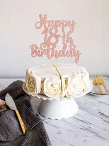 1pc Rose Gold Happy 18th/21st/30th/40th/50th/60th/70th/80th Birthday Cake Topper, Suitable For Birthday Party Anniversary Cake Decor