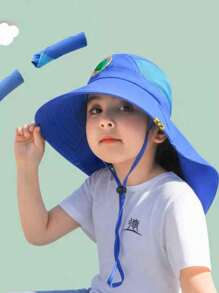 1pc Toddler/Kids Cartoon Adjustable Sun Ion Shawl Hat With Whistle, Lightweight And Multifunctional, Suitable For Spring And Summer Outdoor Activities - 1PC - View 14