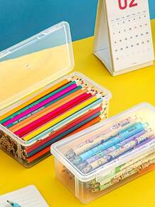 4 Pieces - Extra Large Capacity Plastic Pencil Case, A Versatile Multifunctional Storage Box, One-Stop To Meet The Needs Of Fine Classification Of School Supplies And Safe Storage Of Electronic Accessories, Multifunctional Storage Box, Suitable For School Supplies And Accessories, Highly Attractive, Simple,Desk Organiser,Pencil Case,Pen Holder,Plush Pencil Case,Pencil Case Cute,Office Desk Organiser,Material,Marker Organizer - Multicolor - View 11