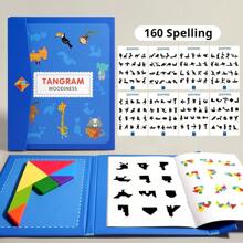 1 pieza Caja de color Empaquetada Juguete educativo magnético Tangram, Espacio y forma, Rompecabezas de iluminación matemática, Tablero de rompecabezas de desarrollo cerebral, Juguete de madera Tangram multicolor apto como regalo de cumpleaños, Pascua, Navidad, Vuelta a la escuela!