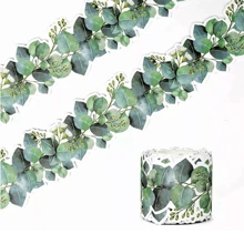 1 Roll Green Eucalyptus Leaf Decorative Border Stickers, Blackboard Bulletin Board Decor Paper, Decorative Border (No Adhesive) Gifts Birthday Graduation Personalised Stickers School Decor School Surprise Dormitory Decor Back To School Home Decor Room Decor School Supplies