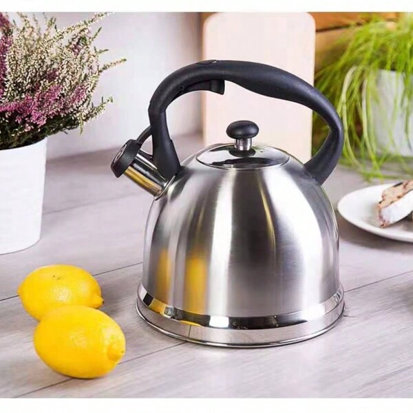 Uma chaleira com apito de aço inoxidável de grande capacidade de 2,0L, adequada para fogões de indução, cabo anti-escaldante, eficiente e com economia de energia, bonita e durável, um item obrigatório para cozinhas domésticas, assistente de cozinha, design elegante, fácil de limpar, alto -material de qualidade, ferramenta de cozinha multifuncional