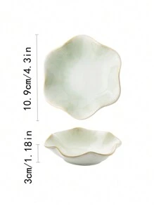1pc Ceramic Jewelry Tray, Lotus Shaped Dish For Earrings, Necklace, Rings, Bracelets Storage, Green Back To School, Room Decor - White Light Green - View 3
