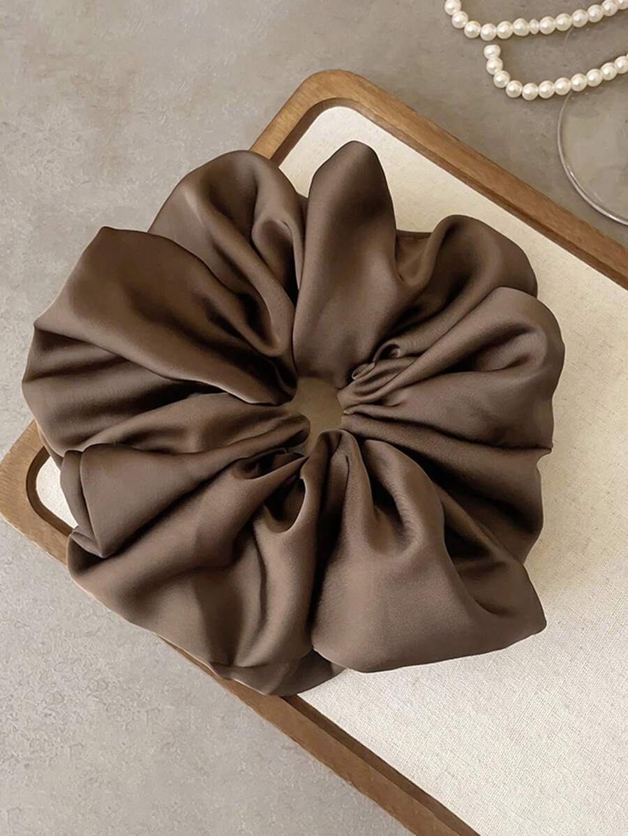1 chiếc dây buộc tóc scrunchie cỡ lớn màu nâu cà phê bằng lụa chiffon dành cho nữ, thanh lịch, đa năng, đơn giản và tinh tế, phù hợp cho sử dụng hàng ngày, thường ngày, dự tiệc, đi làm, đi nghỉ mát, búi tóc, buộc tóc đuôi ngựa, rửa mặt, trang điểm, phối đồ. Dây buộc tóc scrunchie dùng cho trang điểm, tập gym, ở nhà, phụ kiện tóc nữ, dây chun co giãn, phụ kiện tóc tại nhà. - Cà phê nâu - Xem 1