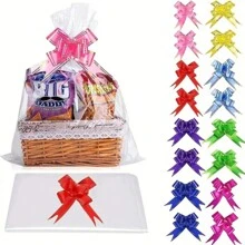 30pcs Large Clear Cellophane Bag With Bow For Basket And Gift Wrap Christmas Decoration - Multicolor - View 2