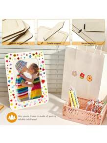 DIY Unfinished Solid Wood Photo Frame, Suitable For 4 X 6 Inch Photos, Crafts, Paintings, Art Projects, Wooden Decoration