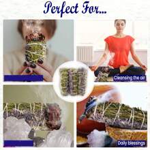 Sage Smudge Kit For Cleansing Negative Energy, Home And Creating The Energy Of Happiness Rosemary & Lavender Sage Smudge Sticks With White Sage Pack Of 3