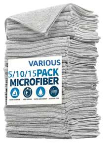 5/10/15 Paños de cocina, Juego de paños de limpieza de microfibra gris claro, Paños absorbentes y suaves para eliminar manchas para limpiar vidrio, mesa de cocina, ollas, tazones, grifos, campana extractora, limpiar el coche, cocina, baño, hogar, proveedor de artículos para el hogar - Gris Claro - Ver 8