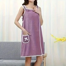 1 件超柔软超细纤维可穿戴浴巾、超强吸水速干浴袍(带口袋)、太空主题针织面料成人浴裙、珊瑚绒桑拿裙、蝴蝶结装饰浴巾、100% 涤纶无香型、女士无香型、水疗浴室配件夏季婚礼家居浴室装饰返校 - 彩色 - 查看 6